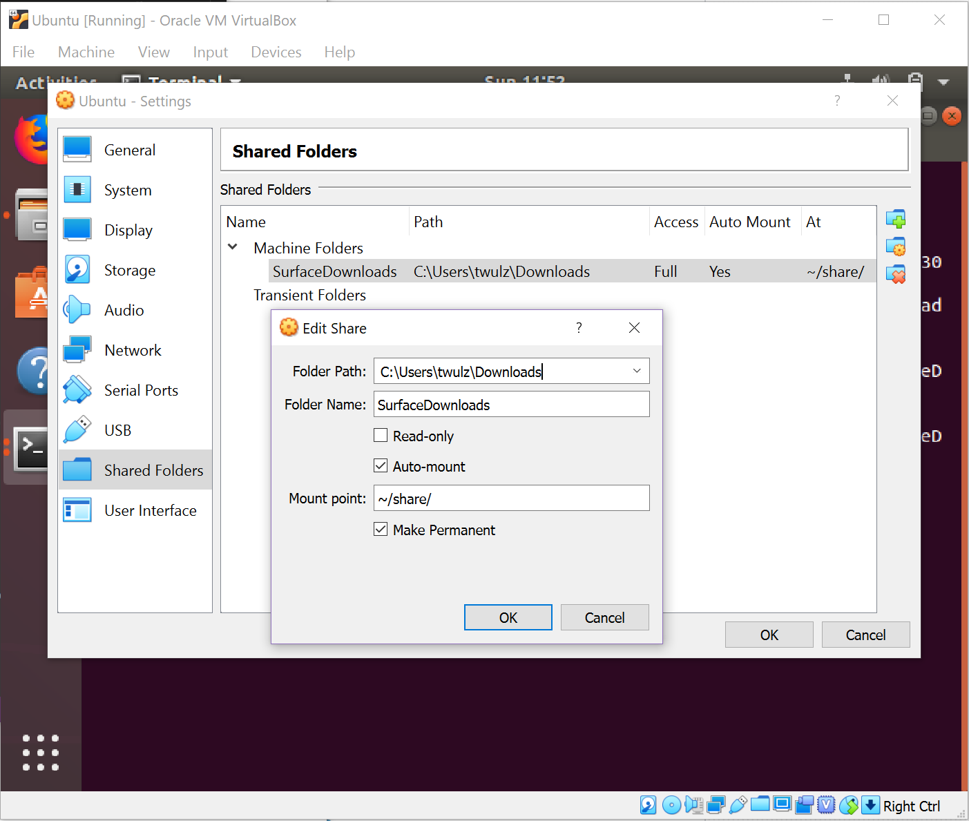 Windows Sharing Settings