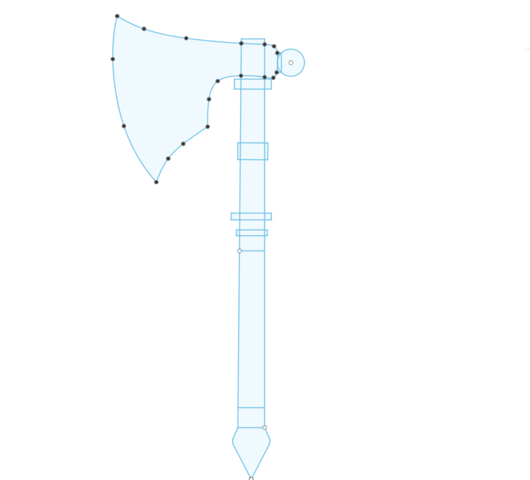 Fusion 360 sketch of the axe