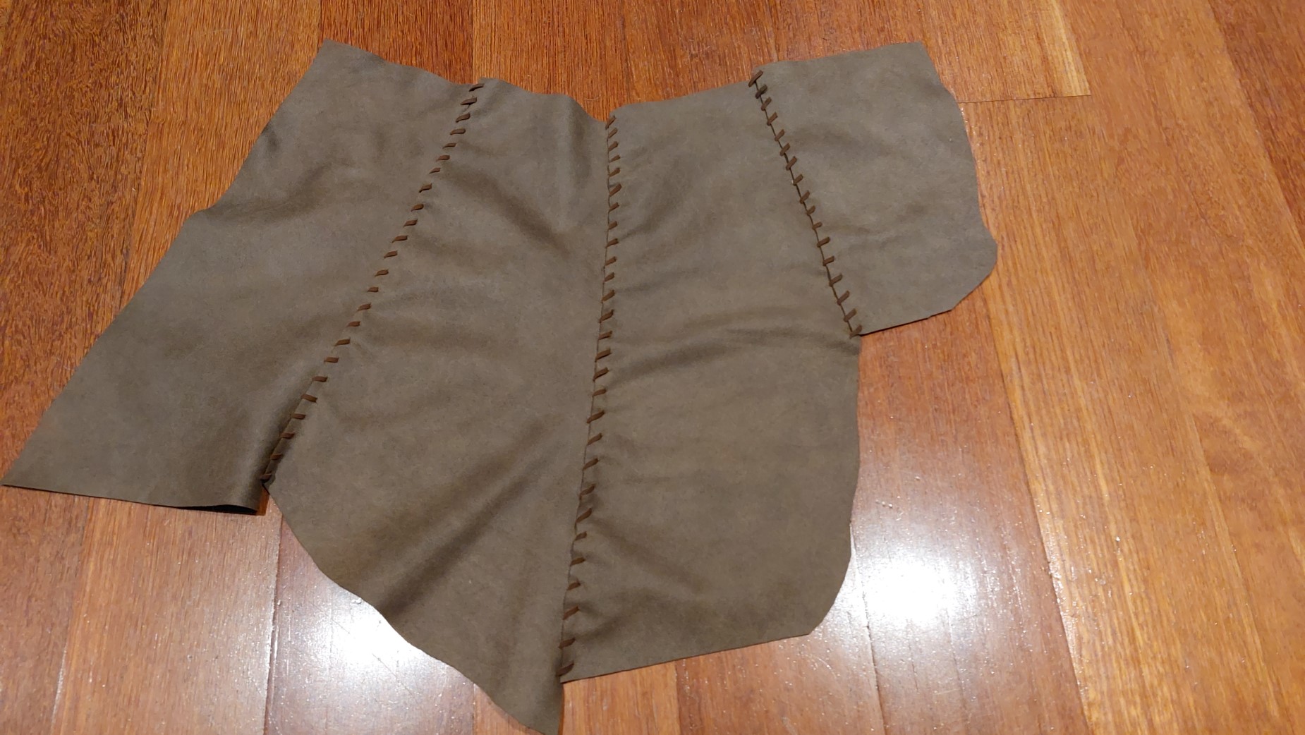 Half of the faux leather skirt