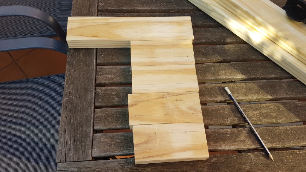 Freshly cut wood pieces