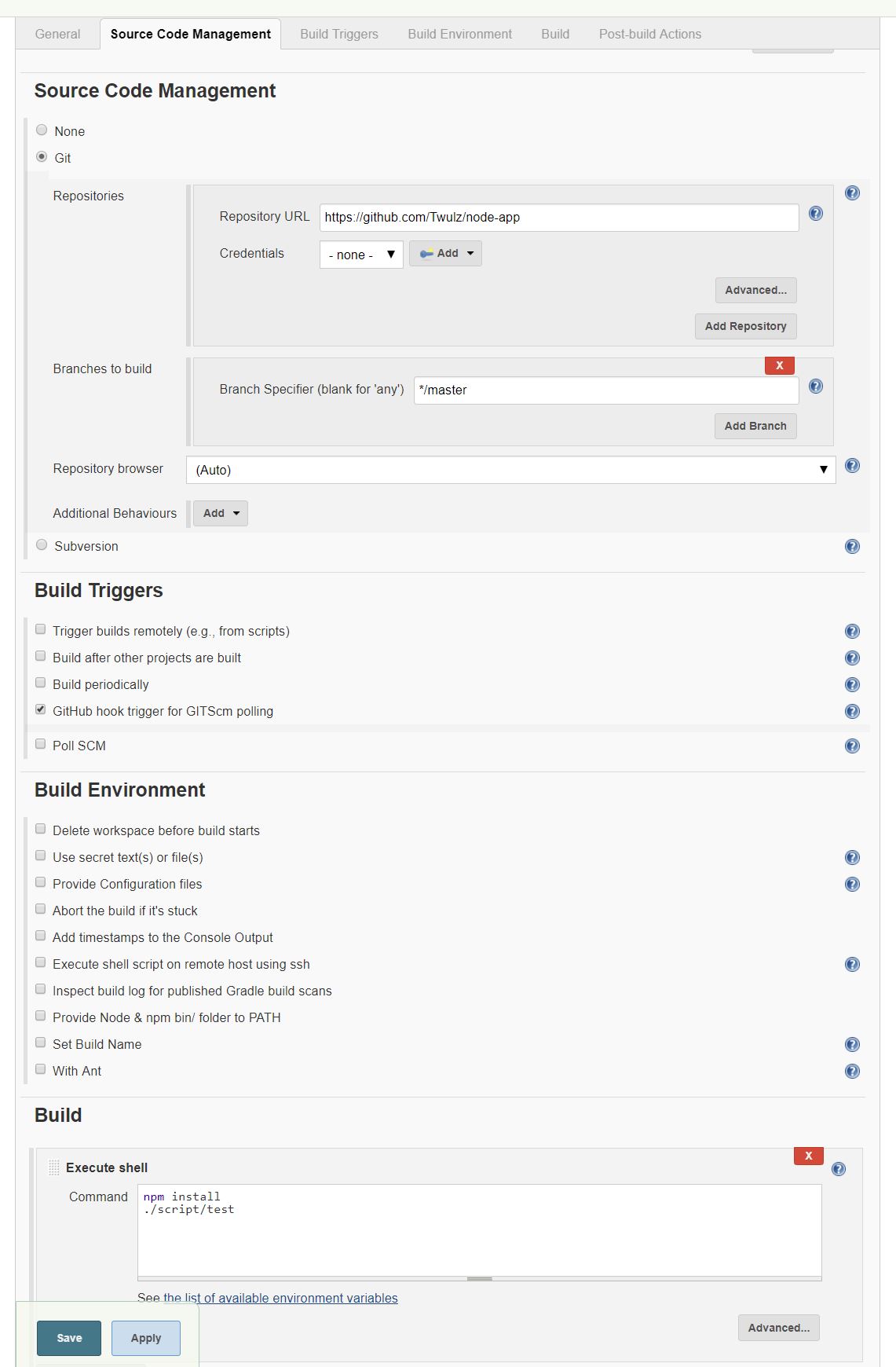 Jenkins configuration