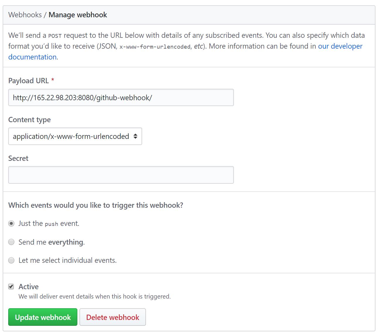 Github webhook lookup