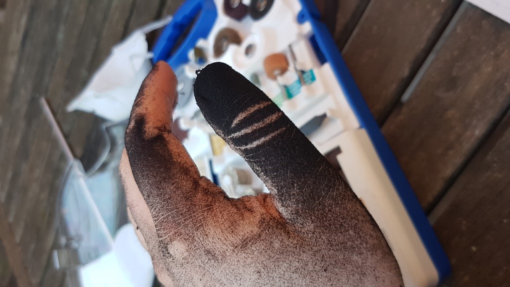Foam dust on my hand
